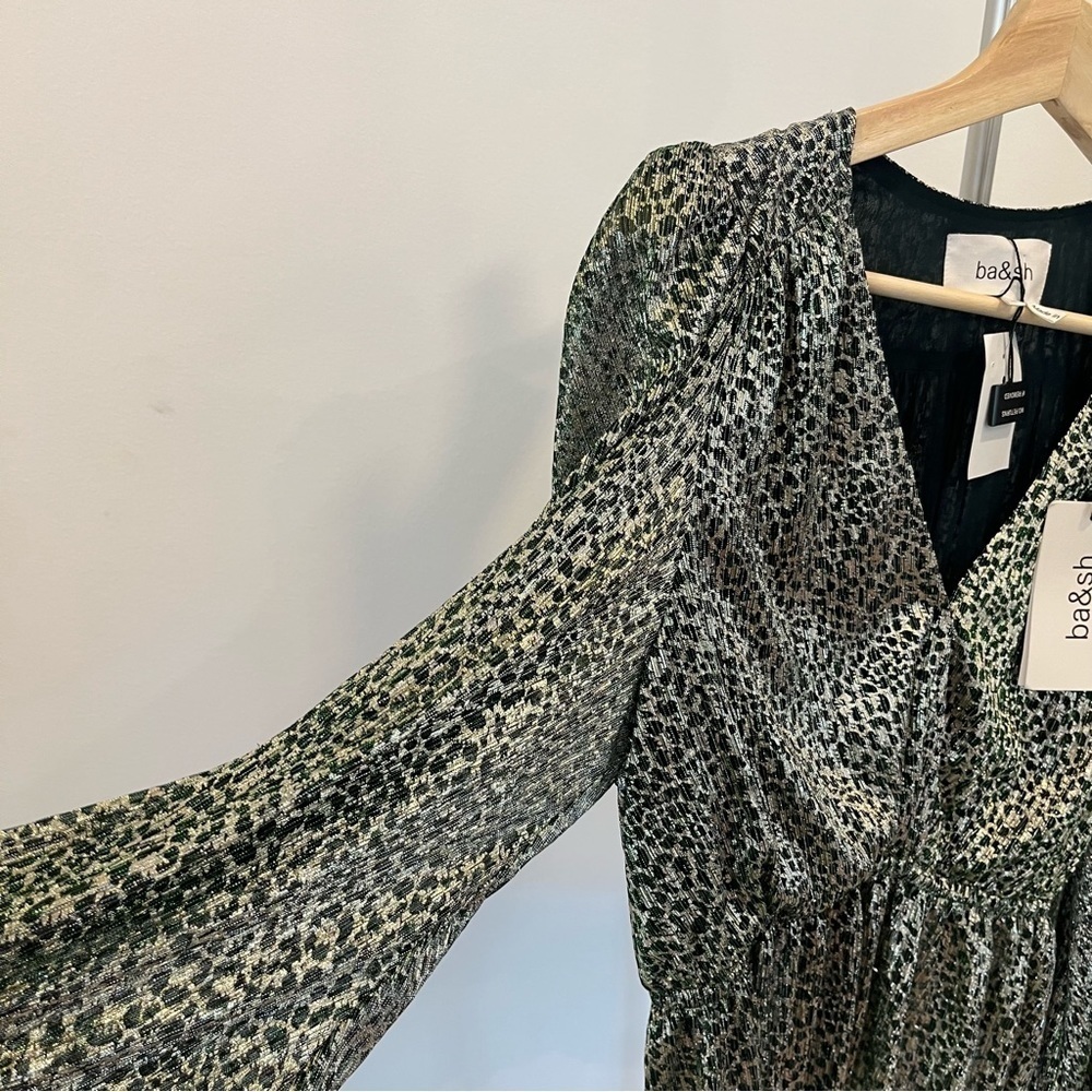 NWT ba&sh Caitlin Green and Metallic Gold Top - Picture 10 of 16